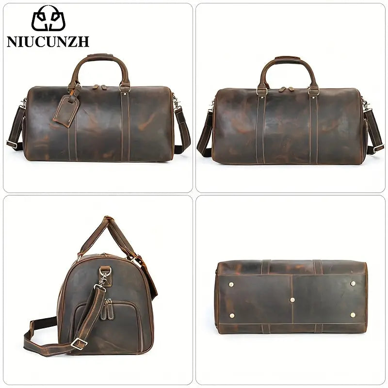 1pc Normal Scratch Print Top Layer Cowhide, Leather Tote Bag [FREE-Click for details]