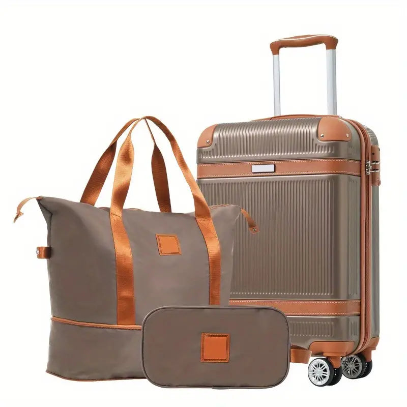 3-Piece Hardshell Luggage With Tote Bag And Makeup Bag Set [FREE-Click for details]