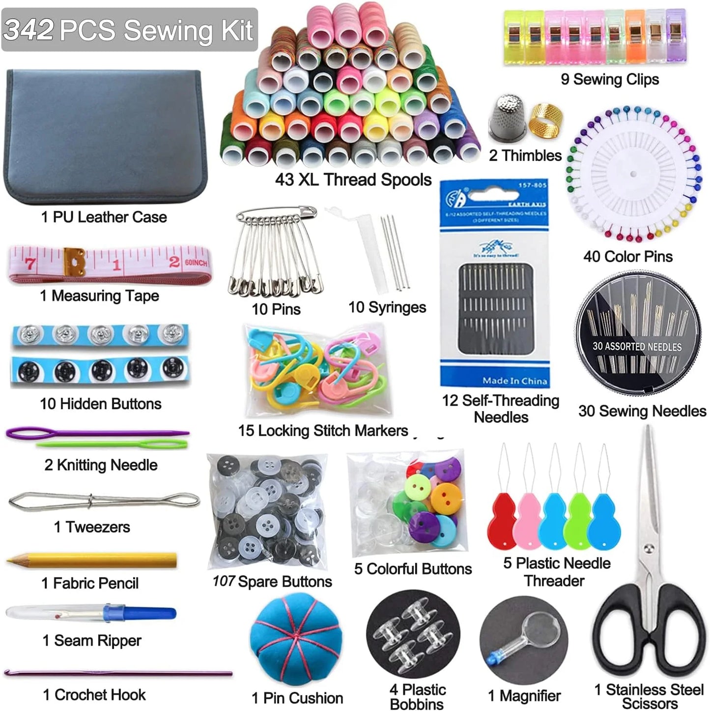 Sewing Kit 342 Pcs [FREE-Click for details]