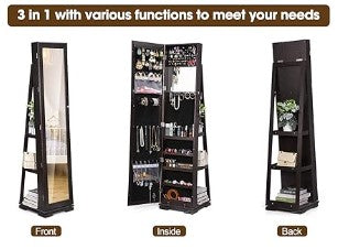 Lockable jewelry organizer with full length mirror