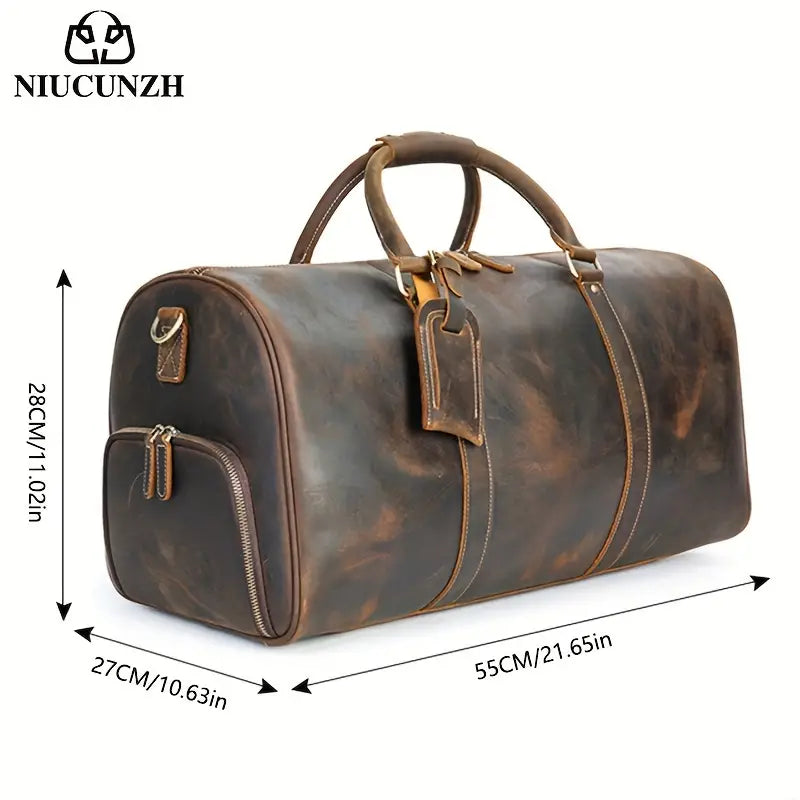 1pc Normal Scratch Print Top Layer Cowhide, Leather Tote Bag [FREE-Click for details]