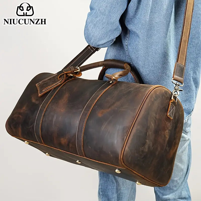 1pc Normal Scratch Print Top Layer Cowhide, Leather Tote Bag [FREE-Click for details]